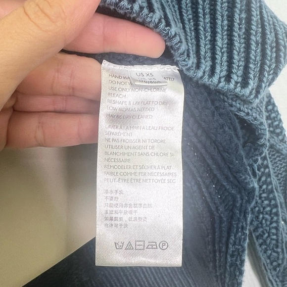 Anthropologie- Pilcro Blue Washed Out Cable Knit Long Sleeve Sweater Size XS - Picture 6 of 11
